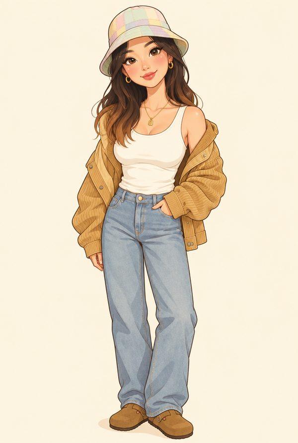 Ami in a flat cartoon style