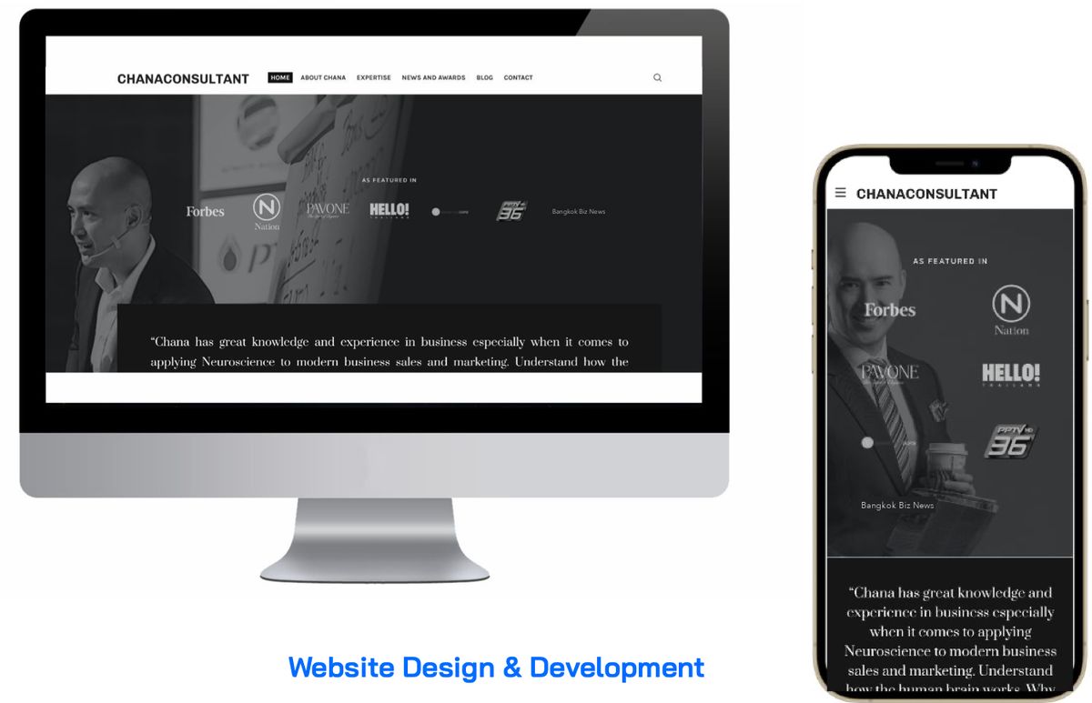 Chana Consultant website on a desktop screen and a phone